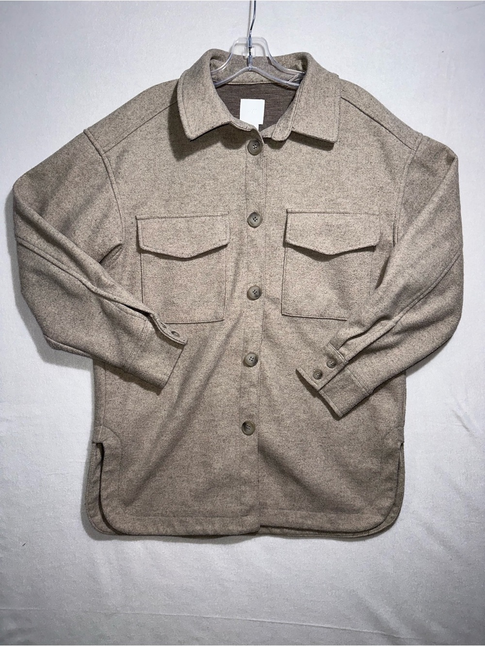 H&M Women’s Taupe Beige Oversized Shacket Shirt Jacket Small